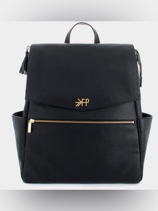 Freshly Picked Handbags - Freshly Picked Black Faux Leather Diaper Backpack with Gold Hardware Larger Size
